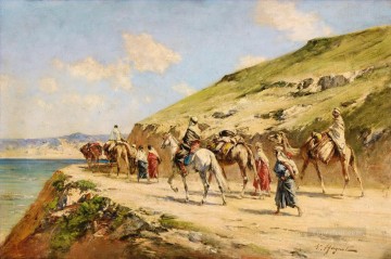  Cavalier Pintura - Caballeros en un camino Victor Huguet Orientalista